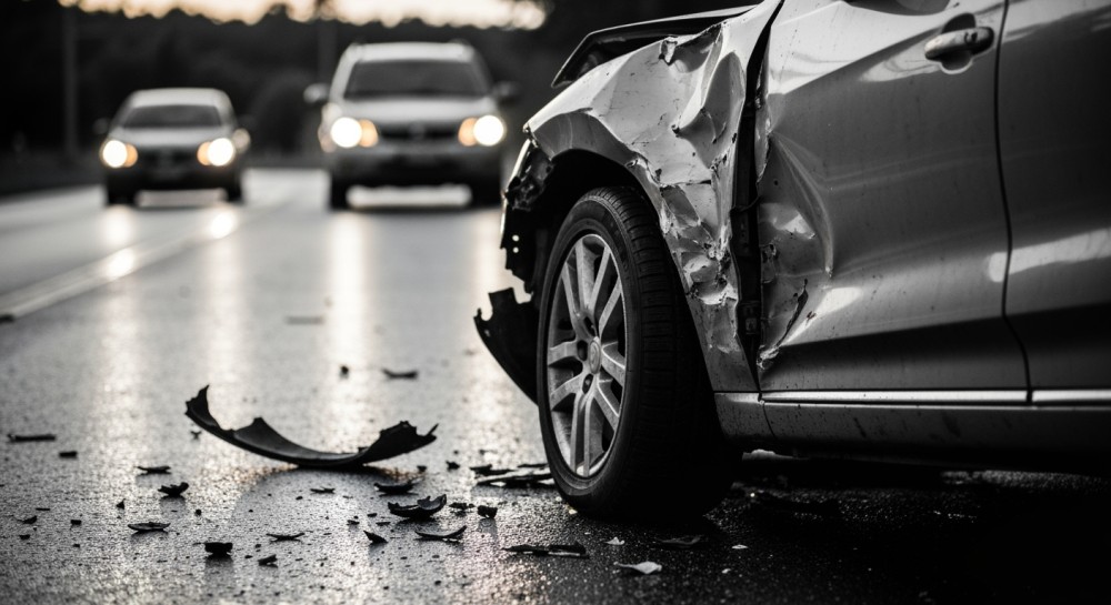 Wypadek w Końskich: Motocykl zderzył się z samochodem, jedna osoba ranna